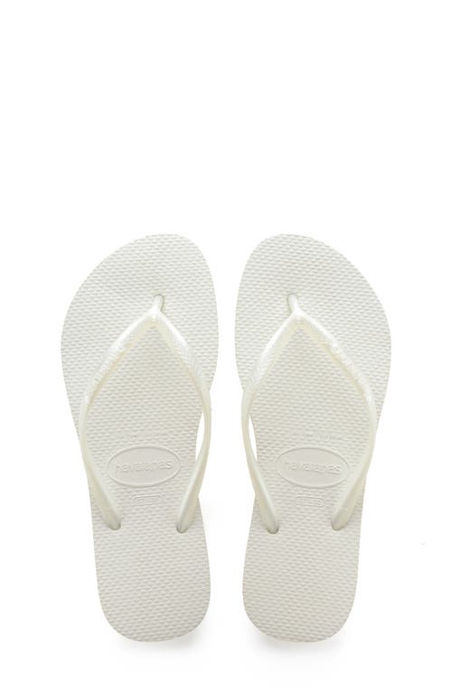 Havaianas Women's Slim Swarovski Crystal Ii Flip Flop Sandals Women's Shoes In White/white