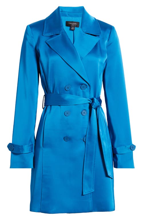 Satin Trench Coat in French Blue