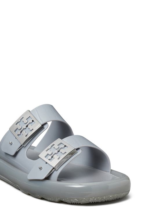 Shop Tory Burch Buckle Bubble Jelly Slide Sandal In Light Gray/silver