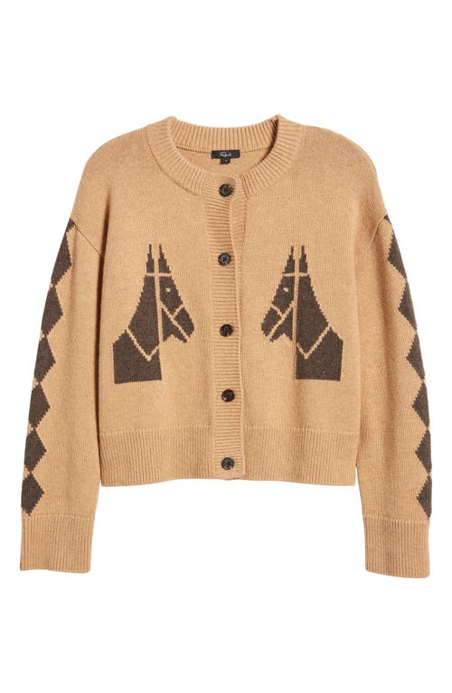 Shop Rails Mavie Intarsia Horse Cotton & Wool Blend Cardigan In Camel Stables