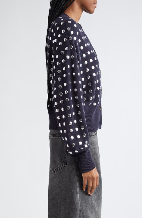 Shop Haikure Chelsea Studded Merino Wool Cardigan In Navy