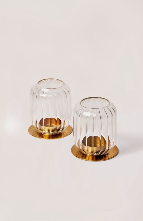 Shop Fleck Kira Glass Lantern Set Of 2 In Clear