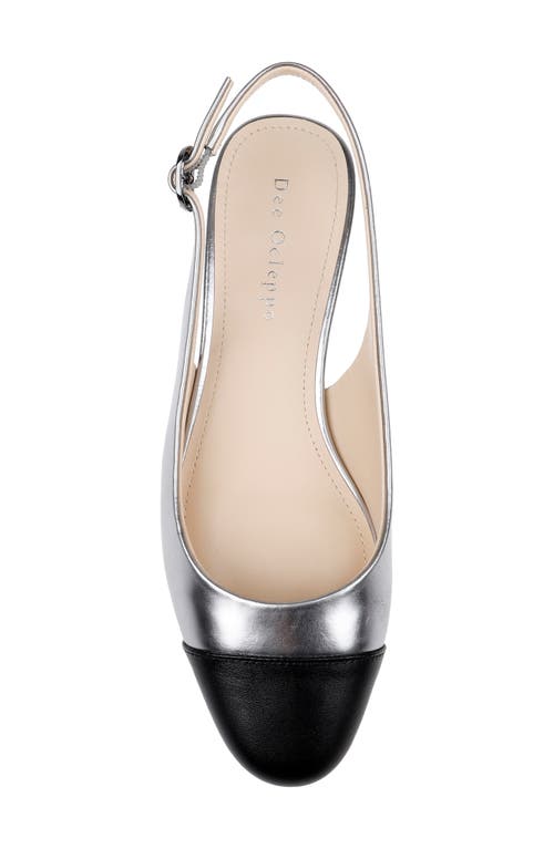 Shop Dee Ocleppo Mumbai Slingback Cap Toe Flat In Silver/black