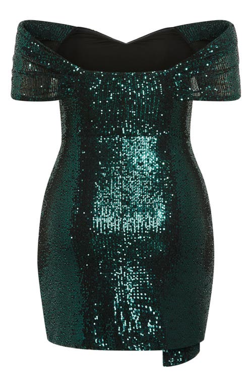 Shop City Chic Liana Sequin Minidress In Emerald