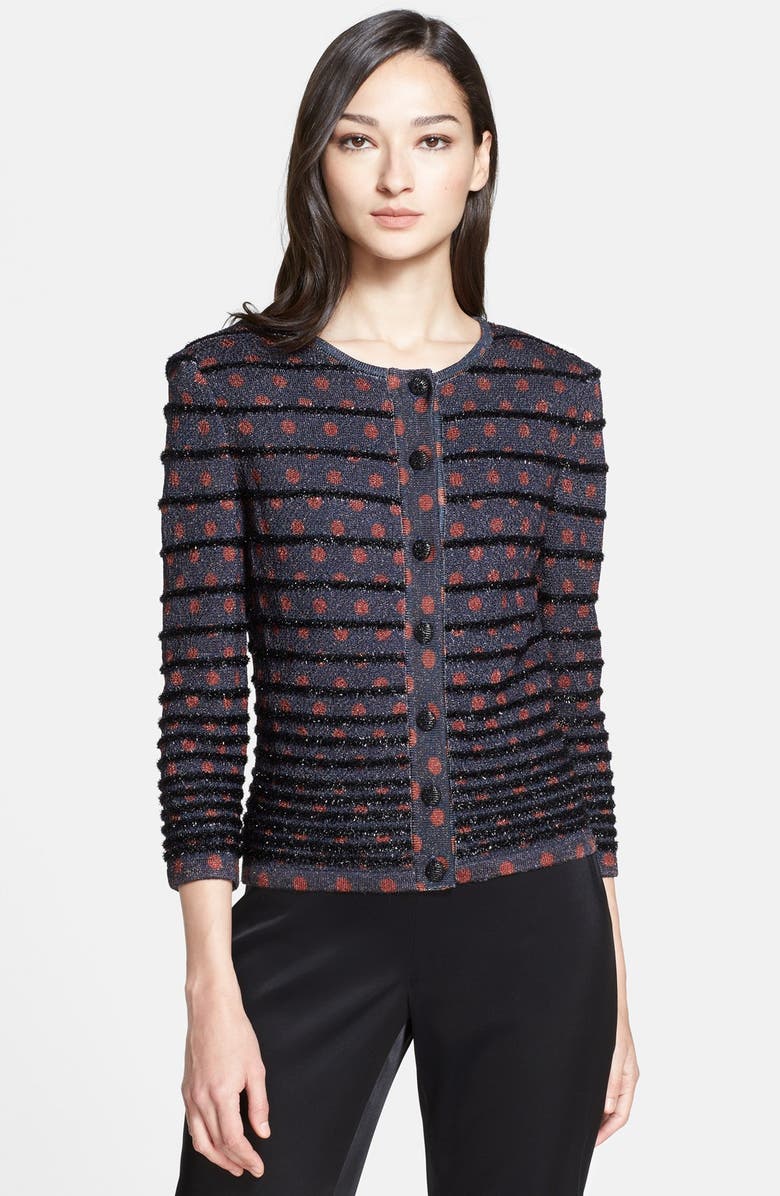 St. John Collection 'Classic Dot' Fringe Trim Cardigan | Nordstrom