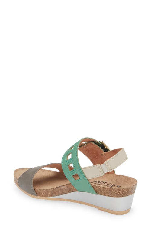 Shop Naot Dynasty Wedge Sandal In Grey/jade/ivory Leather