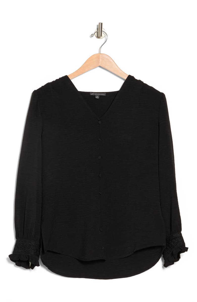 Adrianna Papell V-Neck Long Sleeve Covered Button Top | Nordstromrack