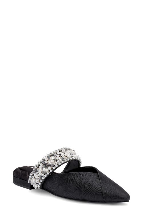 Swan Bracelet Pointed Toe Mule in Black Jacquard Beaded Cuff