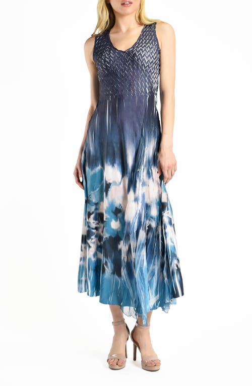 KOMAROV KOMAROV BORDER PRINT CHIFFON & GEORGETTE COCKTAIL DRESS 