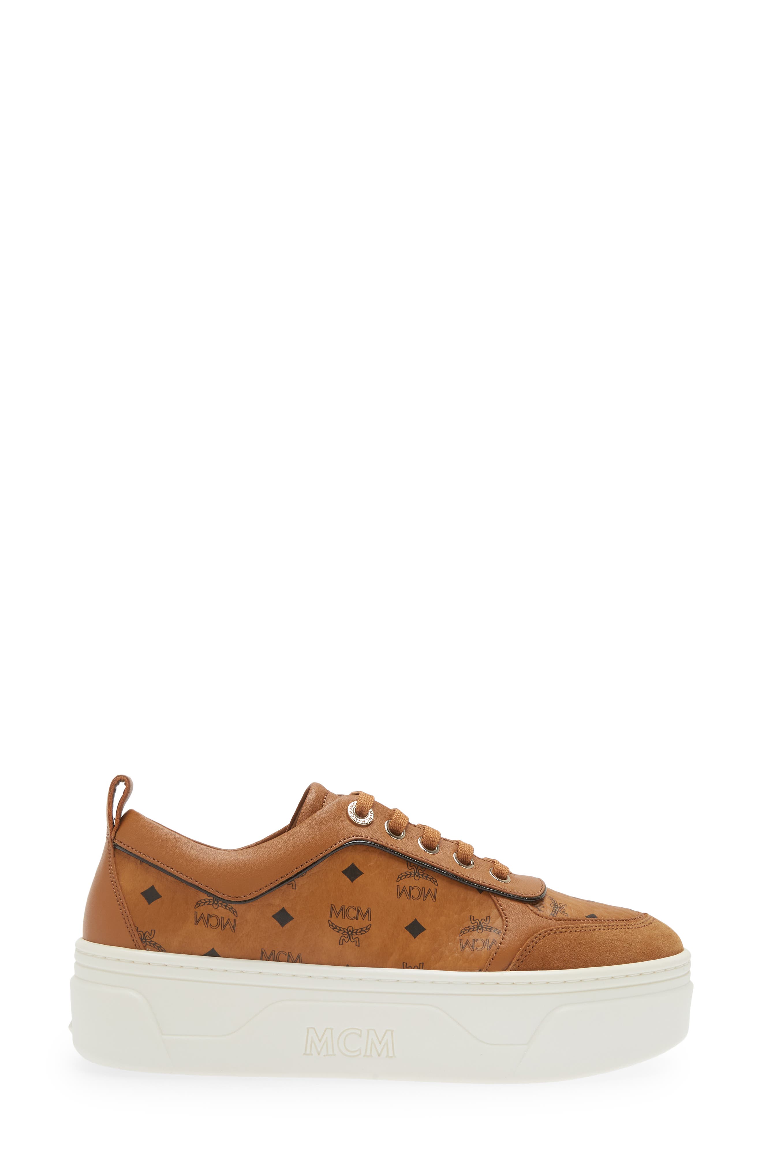 MCM Skyward Platform Sneaker in Cognac | Smart Closet