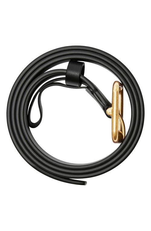 Shop Burberry B-buckle Leather Belt In Black/gold