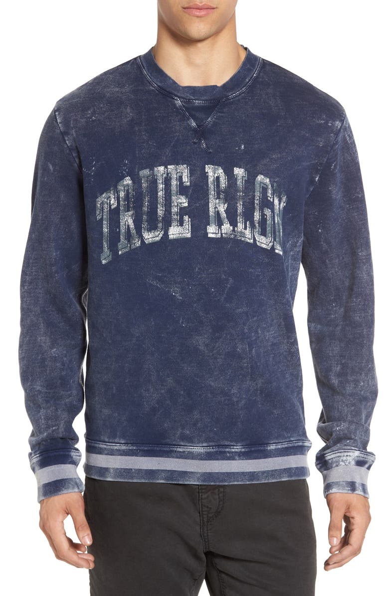True Religion Brand Jeans Distressed Logo Sweatshirt | Nordstrom