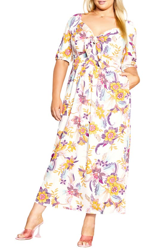 Shop City Chic Villa Floral Tie Maxi Dress In Malibu Sunsets