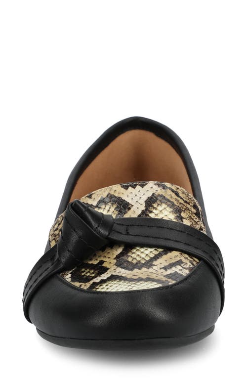 Journee Collection Marci Knotted Strap Loafer In Black/snake