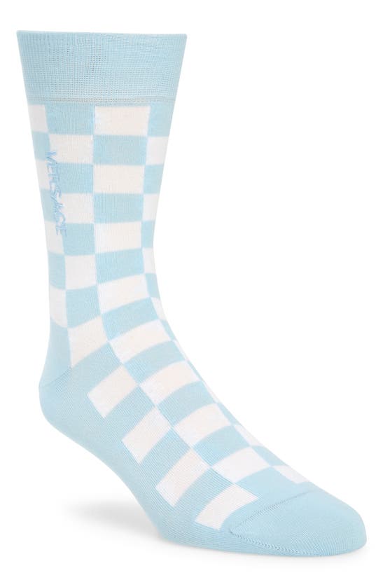 Shop Versace Athletic Crew Socks In Pastel Blue White