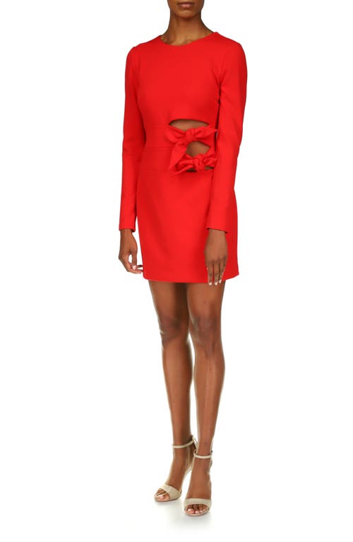 One33 Social Tie Cutout Long Sleeve Stretch Crepe Dress in Bright Red at Nordstrom, Size 10