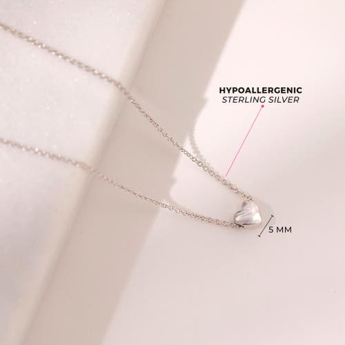 Shop In Season Jewelry Dainty Puffed Heart Necklace In Silver