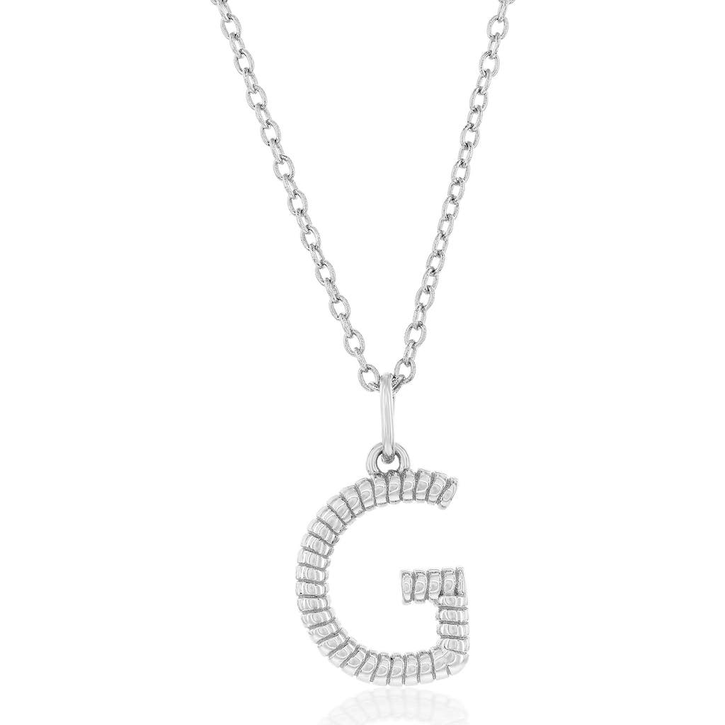 Shop Simona Croissant Initial Pendant Necklace In Silver- G
