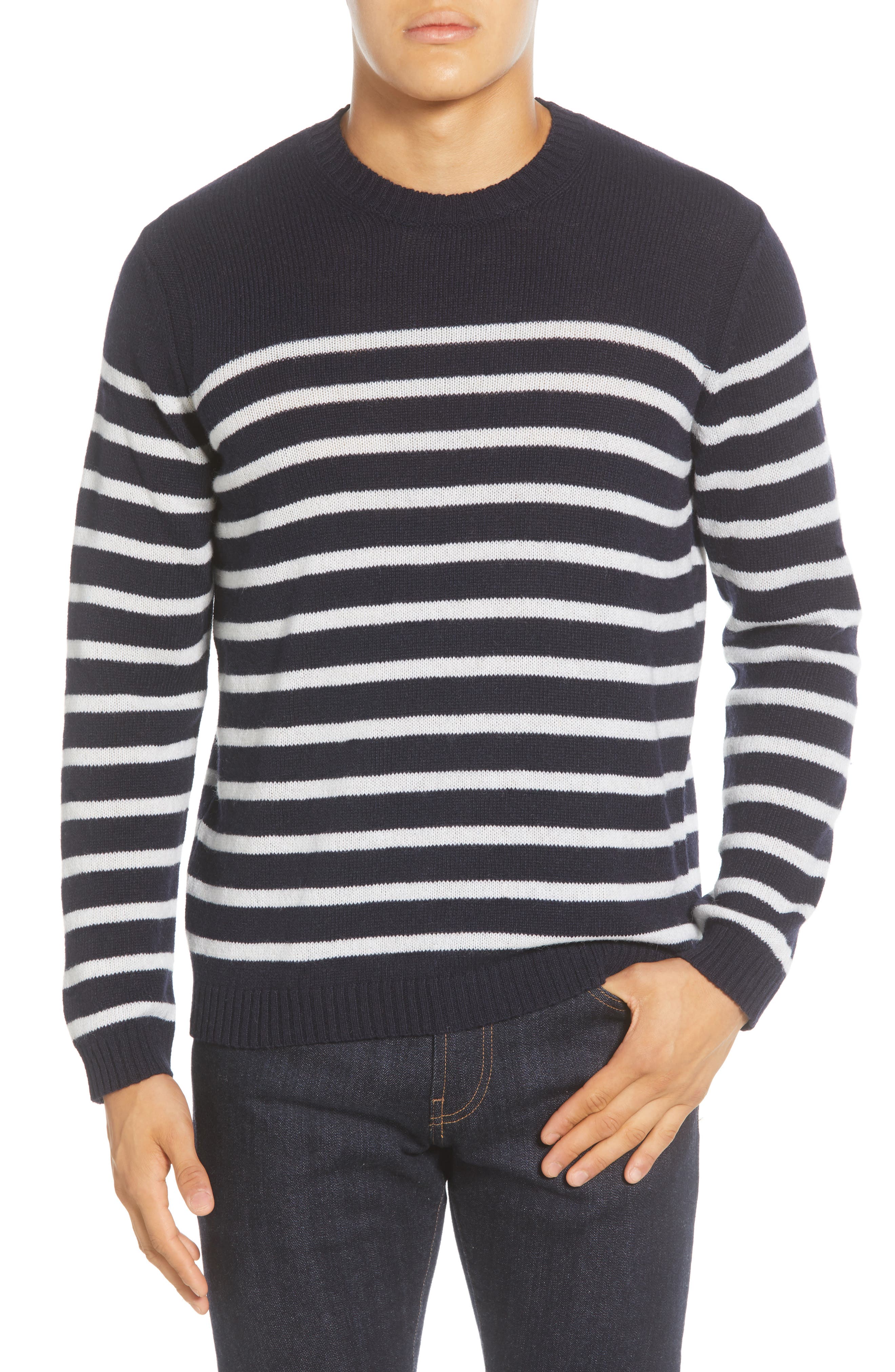 Nn07 Dawson 6294 Slim Fit Stripe Alpaca Blend Crewneck Sweater Nordstrom Rack
