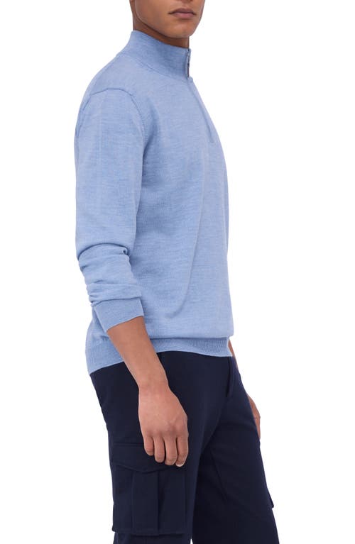 Shop Bugatchi Merino Wool Quarter Zip Pullover In Air Blue