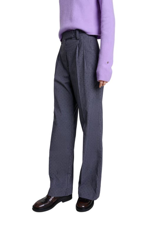 Shop Maje Rhinestone Suit Trousers In Grey Rhinestone  Tennis Stripe