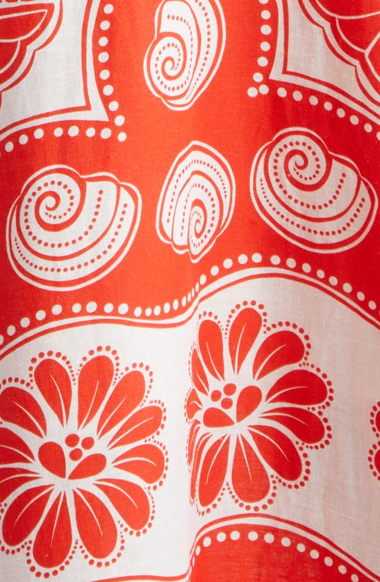 Shop Farm Rio Ainika Shell Print Linen Blend Maxi Dress In Red