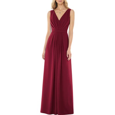 Social Bridesmaids V-Neck Georgette Gown, Burgundy
