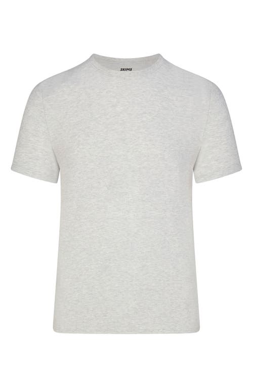 Shop Skims Classic Cotton Crewneck T-shirt In Light Heather Grey