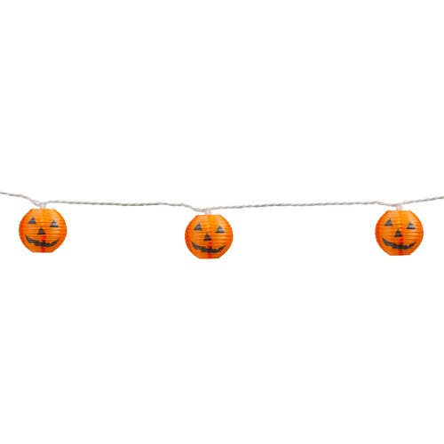 Northlight 10ct Jack-o-lantern Paper Lantern Halloween Lights In Orange