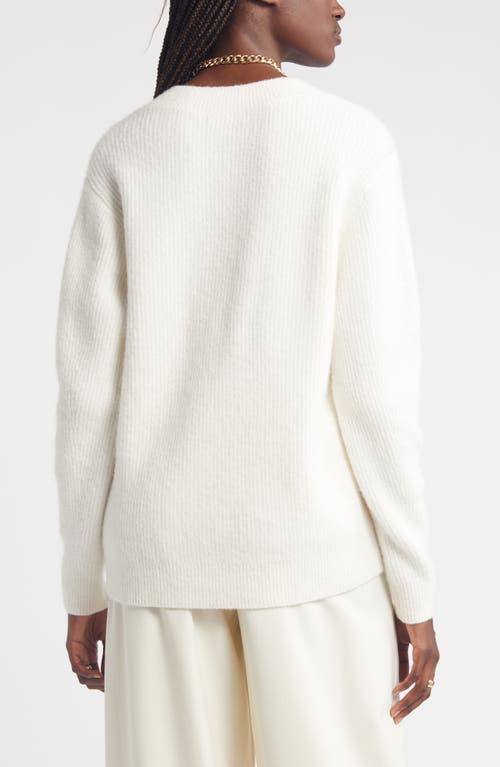 Shop Nordstrom Rib V-neck Sweater In Ivory Pristine