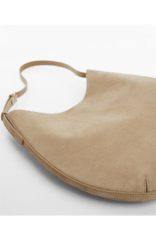 Mango Suede Shoulder Bag In Light Beige