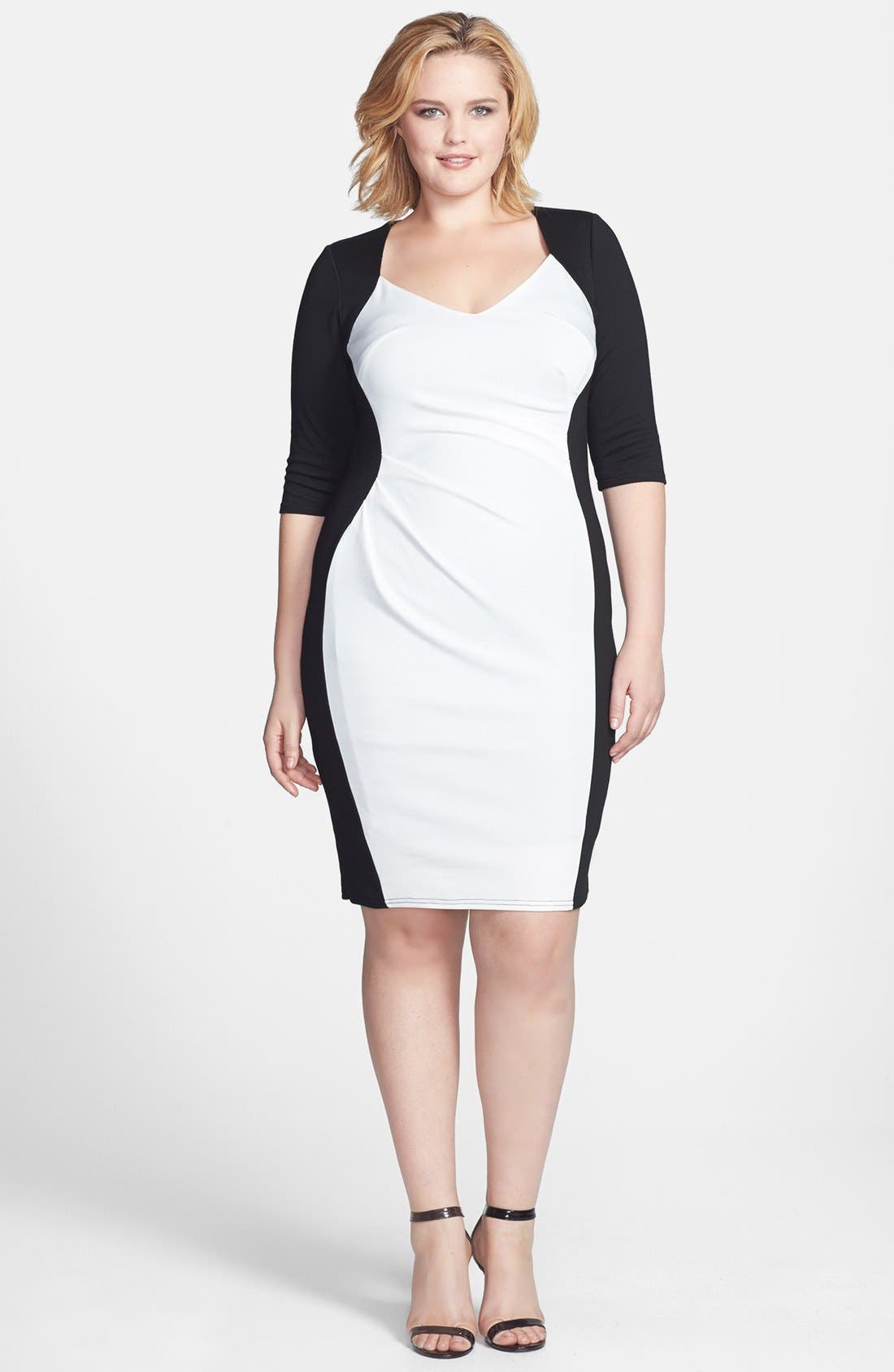 Scarlett & Jo Side Pleat Colorblock Sheath Dress (Plus Size) Nordstrom