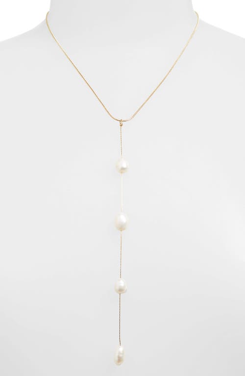 Nordstrom Freshwater Pearl Y-Necklace in White- Gold at Nordstrom