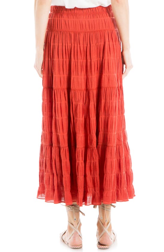 Shop Max Studio Textured Midi Skirt In Terracotta
