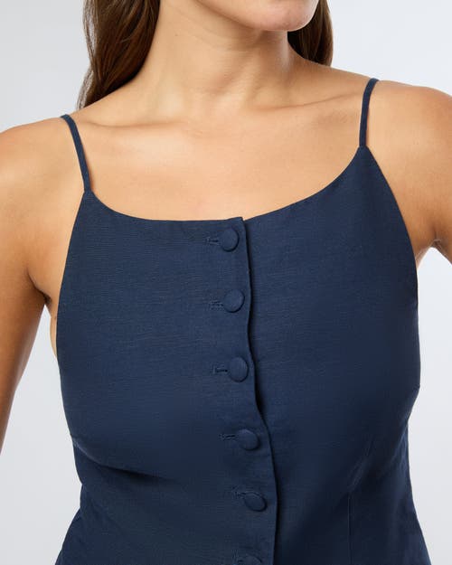 Onia Air Linen High Neck Top In Deep Navy