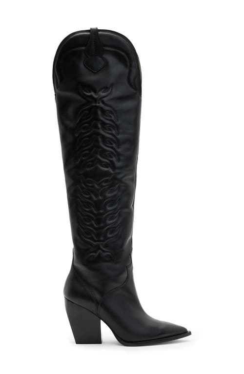 Shop Allsaints Roxanne Knee High Western Boot In Black