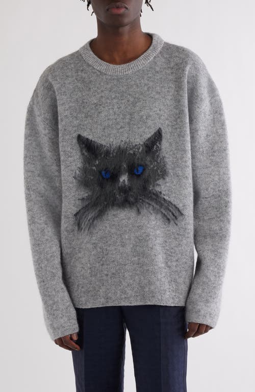 Shop Givenchy Cat Mohair Blend Crewneck Sweater In Grey