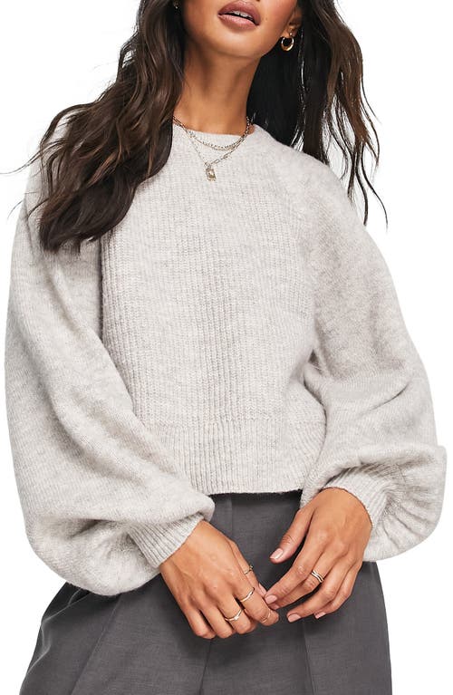 Topshop Blouson Sleeve Crop Sweater in Mink