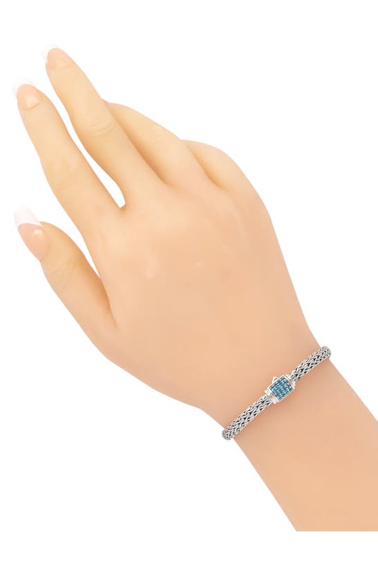 Shop Devata Sterling Silver Semiprecious Stone Chain Bracelet In Silver Blue