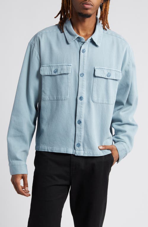Oversize Crop Cotton Button-Up Shirt in Glacier