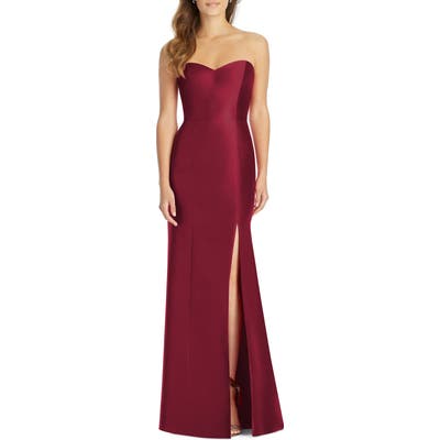 Alfred Sung Sateen Twill Strapless Trumpet Gown, Burgundy