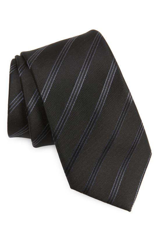Shop Duchamp Stripe Silk Tie In Black