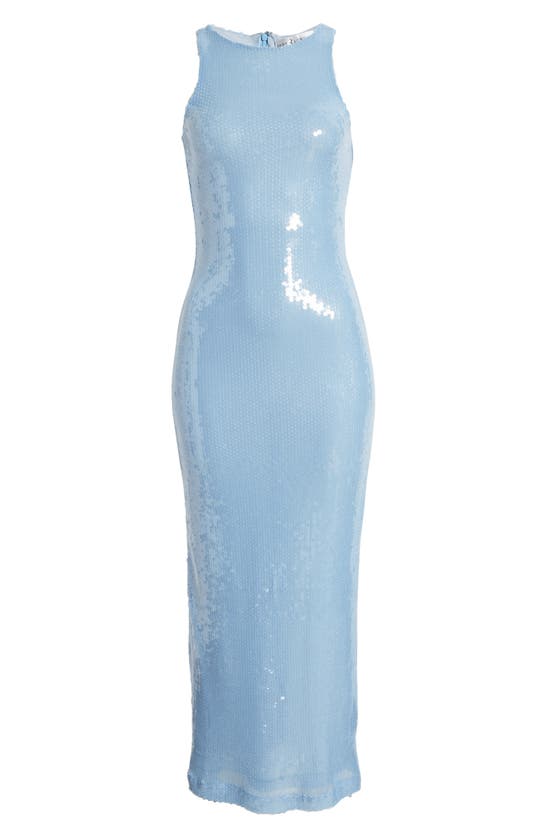 Shop Rare London Sequin Sleeveless Maxi Dress In Baby Blue