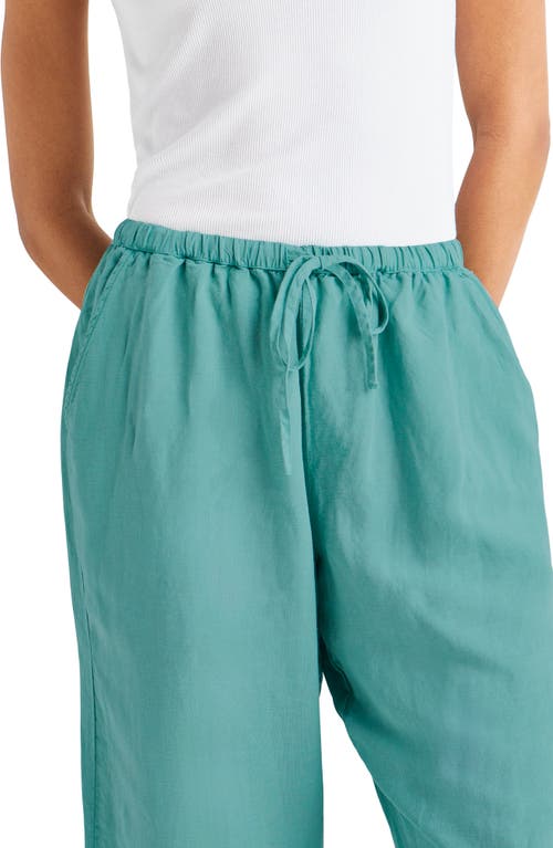 Shop Splendid Dawson Linen Blend Drawstring Pants In Turquoise