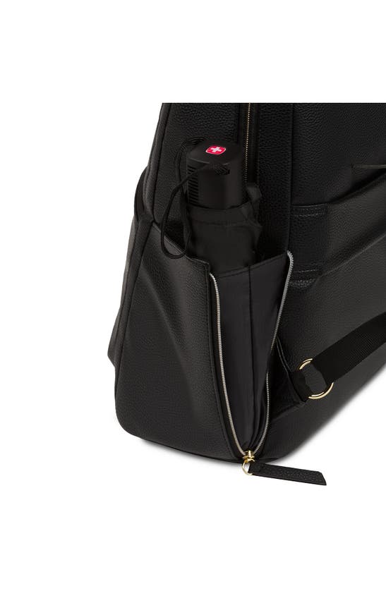 Shop Swissgear 9901 Faux Leather Laptop Backpack In Black