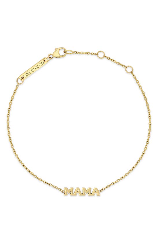 Shop Zoë Chicco Mama Pendant Bracelet In Yellow Gold