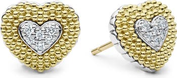 LAGOS Caviar Luxe Diamond Heart Stud Earrings Nordstrom