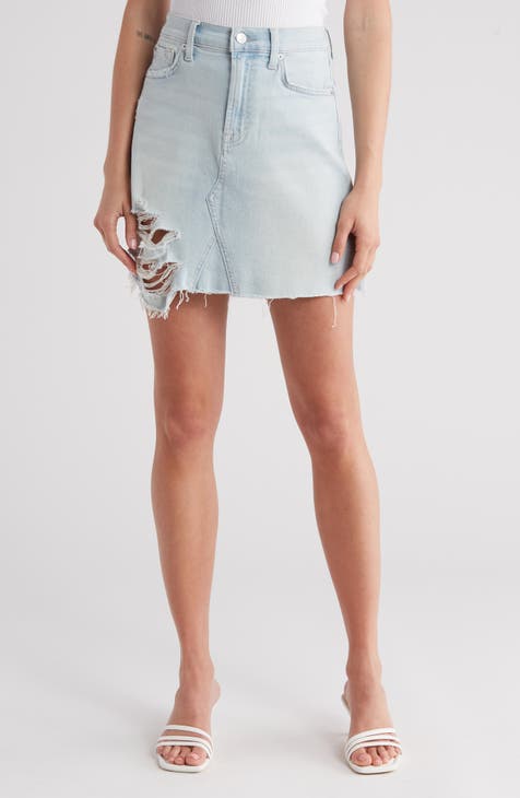 Raw Hem Denim Skirt