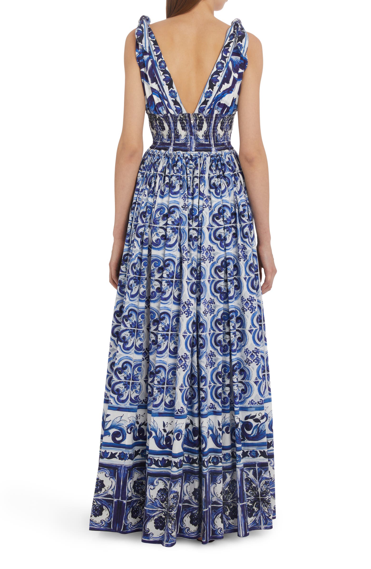 Dolce&Gabbana Blu Mediterraneo Poplin Maxi Dress | Nordstrom