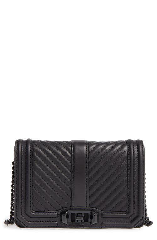 Rebecca Minkoff Small Love Leather Crossbody Bag in Black/Black Hrdwr at Nordstrom